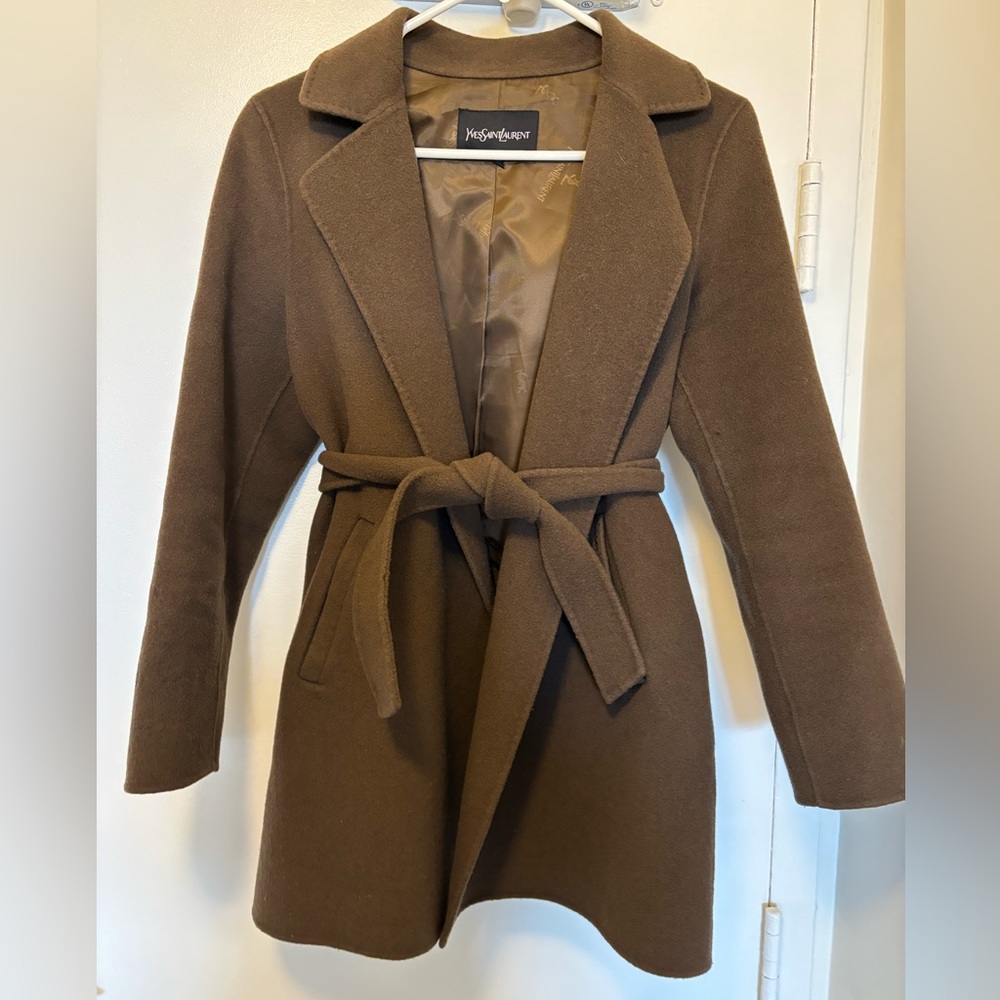 SOLD Vintage YSL wrap wool coat